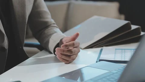 Close up young businessman analyzing project statistics working on computer.. Stock Footage 276197966