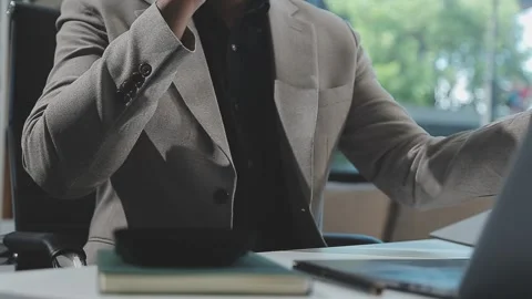 Close up young businessman analyzing project statistics working on computer.. Stock Footage 276197972