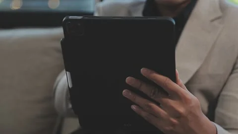 Close up young businessman analyzing project statistics working on computer.. Stock Footage 276197983