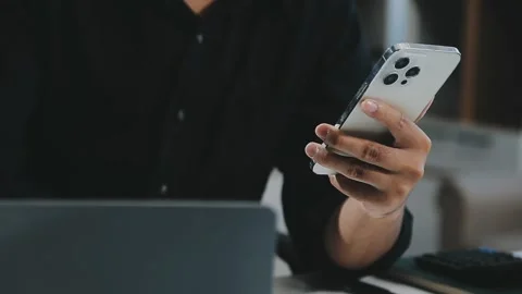 Close up young businessman analyzing project statistics working on computer.. Stock Footage 276326811