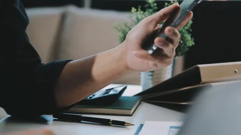 Close up young businessman analyzing project statistics working on computer.. Stock Footage 276326812