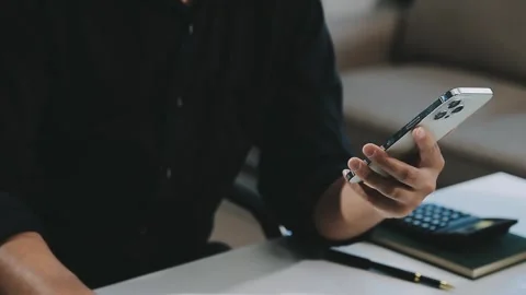 Close up young businessman analyzing project statistics working on computer.. Stock Footage 276326815