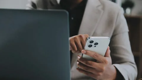 Close up young businessman analyzing project statistics working on computer.. Stock Footage 276326818