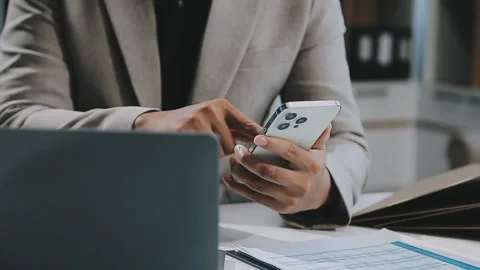 Close up young businessman analyzing project statistics working on computer.. Stock Footage 276326822