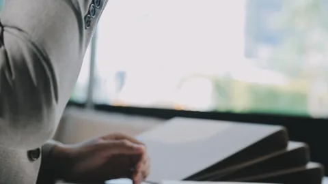 Close up young businessman analyzing project statistics working on computer.. Stock Footage 276326828