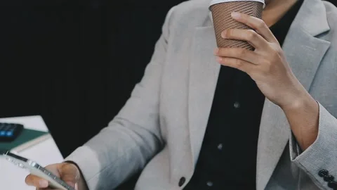 Close up young businessman analyzing project statistics working on computer.. Stock Footage 276326832