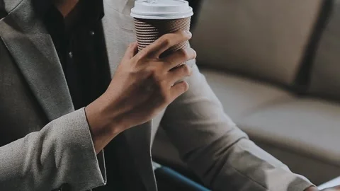 Close up young businessman analyzing project statistics working on computer.. Stock Footage 276326834