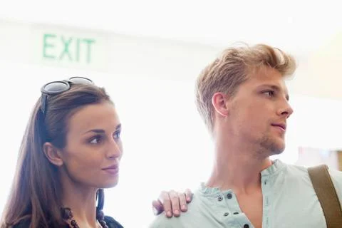 Close-up of a young couple looking away Stock Photos