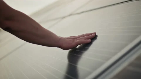 Close up of a young engineer hand is checking the operation of sun and Video stock 159890239
