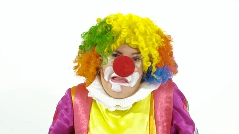 Close-up of young hilarious clown making funny faces Stock-Footage 70281854