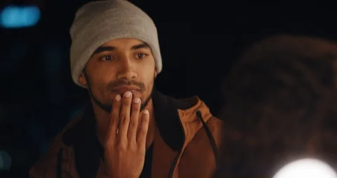 close up young hispanic man staring at Stock Video Pond5