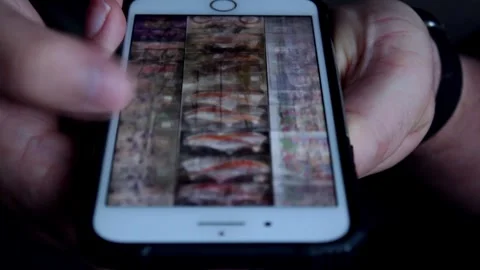 Close-up Of Young Man Hands Typing Sms Scrolling Pictures Phone Stock Footage 240753243