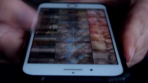 Close-up Of Young Man Hands Typing Sms Scrolling Pictures Phone Stock Footage 240753244