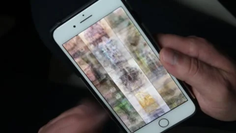 Close-up Of Young Man Hands Typing Sms Scrolling Pictures Phone Stock Footage 240753409