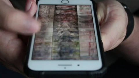 Close-up Of Young Man Hands Typing Sms Scrolling Pictures Phone Stock Footage 240753425