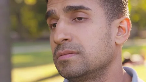 Close up young man stressed and worried. - Slow Motion - shot on RED Stock Footage 125167005