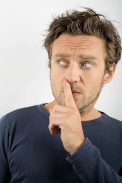 Close up of a young man thinking Stock Photos