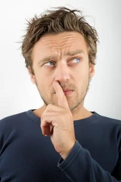 Close up of a young man thinking Foto stock