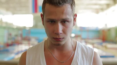 Close up of young man's face. Acrobat portrait Vídeos de archivo 57770074