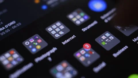 Close-up young man's hand open amazon prime video streaming app on his phone Stock Footage 204855430