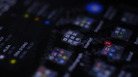 Close-up young man's hand open facebook social network icon on his phone Vídeo Stock 205074825