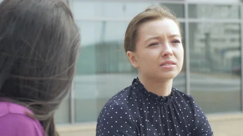 Close-up of young stylish woman smiling and talking outdoor Stock Footage 133001053