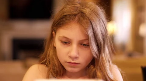 Close up of a young teen using a tablet indoors Video stock 63248634