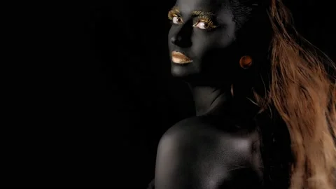 662 Gold Paint Body Woman Stock Video Footage - 4K and HD Video