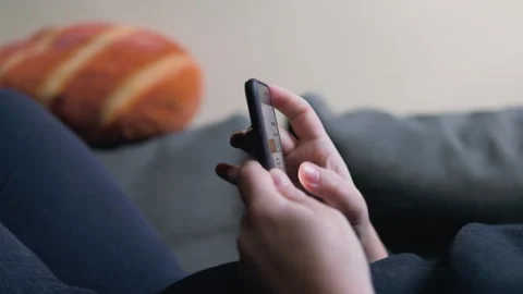 Close up of young woman hands using and holding Stock Footage 252844342