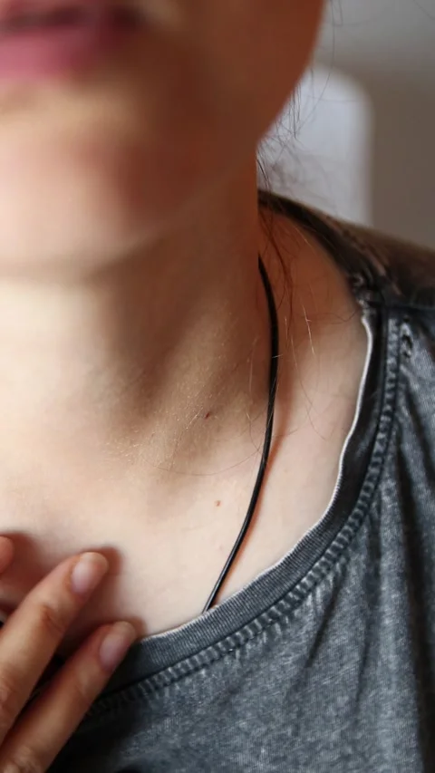 Close-up of a Young Woman's Hand and Neck. Self-Love and Sensuality. Vertic.. Stock Footage 315031312