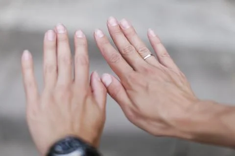 Close-Up of Young Woman's Hands with Nails, Daylight, Top View Stock Photos