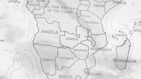 Close Up Of Zambia Borders. World Map Animation. Stock Footage 331810924