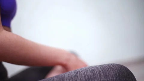 Close-up zen hands in yoga asanas lotus pose. Jnana Mudra symbol Stock Footage 128975724