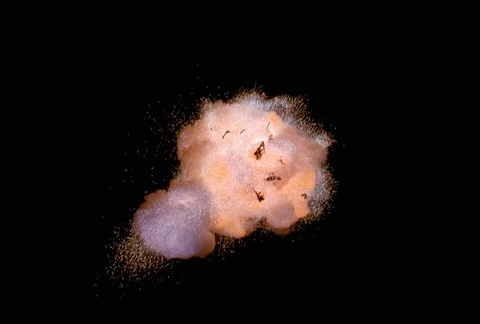 Close-up zero gravity double explosion with debris and fragments 스톡 동영상 86915263