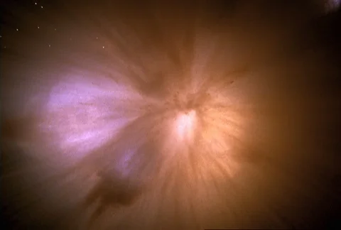 Close-up zero gravity starburst explosion almost filling screen Stock Footage 86915324