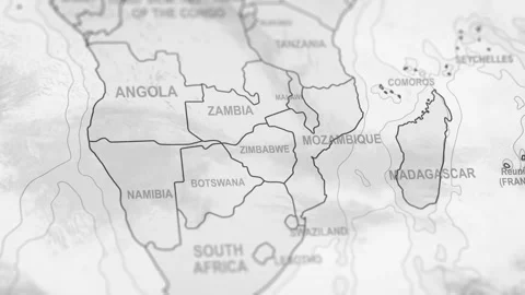 Close Up Of Zimbabwe Borders. World Map Animation. Video stock 331810927