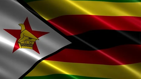 Close up of the Zimbabwe flag blowing in the wind Stock Footage 348688720