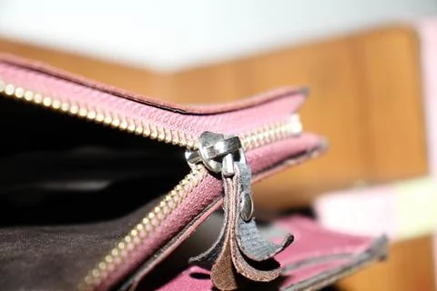 A close-up of a zipper. Fotos de archivo