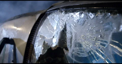 Close Up Zoom In Of Broken Windshield Glass Stock Footage 143545120