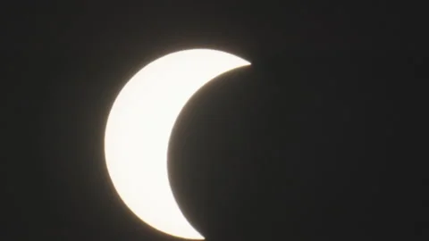 Close Zoomed In View of Partial Solar Eclipse. Stock Footage 346593195