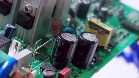 From a close-up, to zooming out of a completely assembled circuit board. Stock Footage 253161360