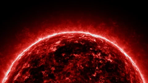 A close zooming shot of the upper part of a red giant star burning Stock Footage 101930291
