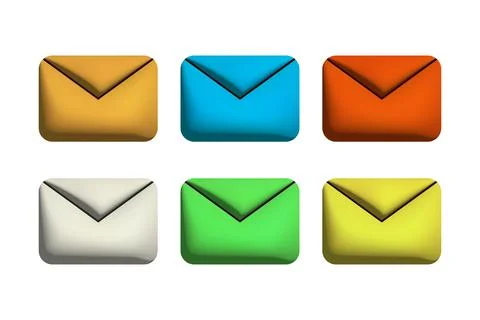Closed 3d letters envelopes set different colors Stock Illustration
