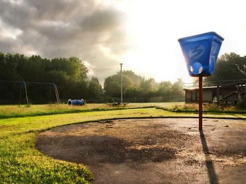 Closed, abandoned, old playground Stock Photos