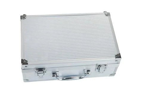 Closed aluminum make up case Stock Photos