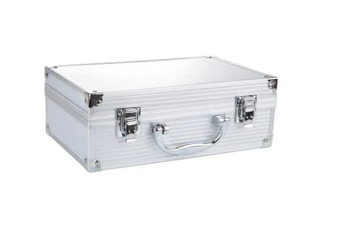 Closed aluminum make up case Stock Photos