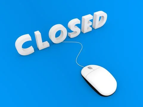 Closed and computer mouse on a blue background. Stock Illustration