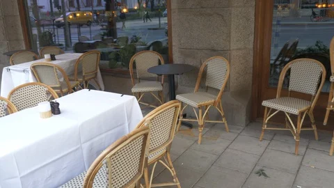 Closed And Empty Restaurants Due To Covid19 Coronavirus Pandemic Video stock 128711190