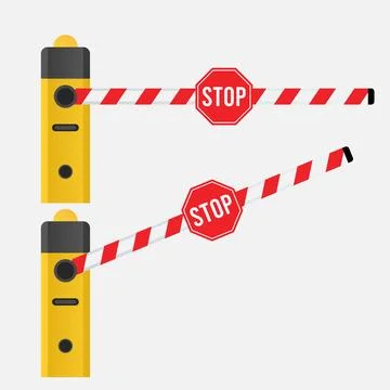 Closed and Open automatic barrier gate for parking of car Stock Illustration