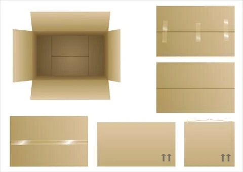 Closed and open boxes Stock Illustration